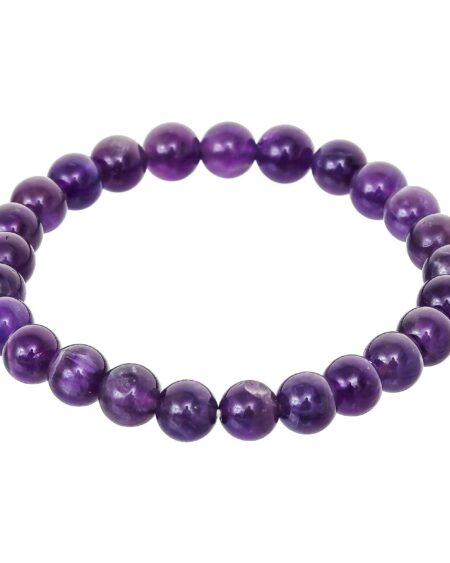 Amethyst Plain Bracelet for Women Men's Gifts - Protection Healing Crystal Bracelet - 8mm Gemstone Beaded Adjustable