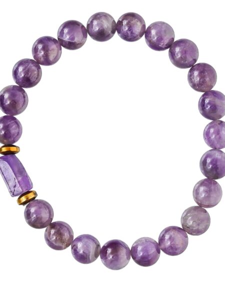 Amethyst Tumbler Bracelet for Women Men's Gifts - Protection Healing Crystal Bracelet - 8mm Gemstone Beaded Adjustable