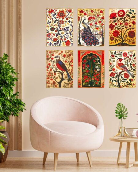 Set of Six Wall Paintings for Wall Dacoration Golden Framed Wall Paintings for Living Room & Bedroom Wall Art for Home Decoration & Office Wall Décor (13x10 inch CH-GD6-9)
