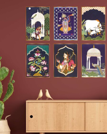 Set of Six Wall Paintings for Wall Dacoration Golden Framed Wall Paintings for Living Room & Bedroom Wall Art for Home Decoration & Office Wall Décor (13x10 inch CH-GD6-3)