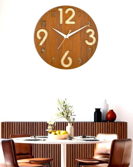 Wooden Silent Non-Ticking Wall Clock for Home Stylish Latest Designer Wall Clock for Home Living Room Bedroom Office Hall