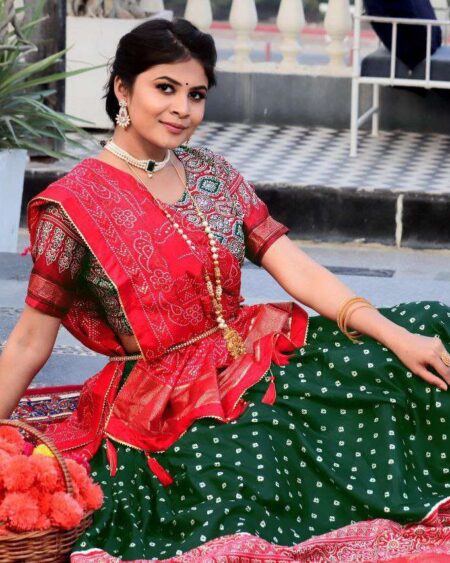 Women's Traditional Bandhani Ghagra Choli with Dupatta  Navratri & Festive Wear