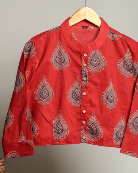 Handmade Block Print Cotton for Women ? Ethnic Floral Printed Top with Long Sleeves