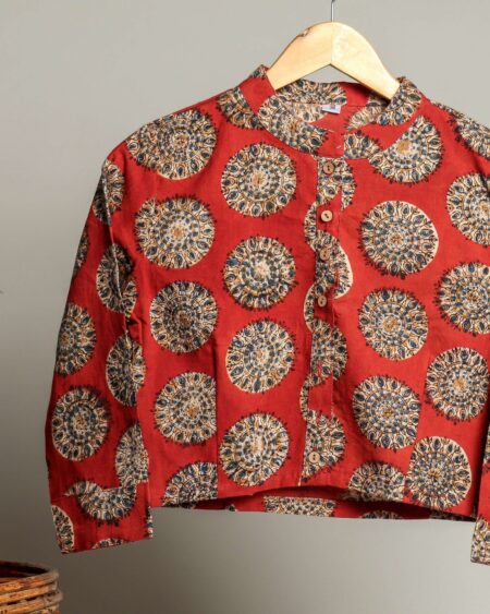 Handmade Block Print Cotton for Women ? Ethnic Floral Printed Top with Long Sleeves