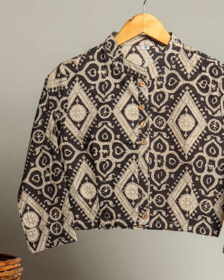 Handmade Block Print Cotton for Women ? Ethnic Floral Printed Top with Long Sleeves
