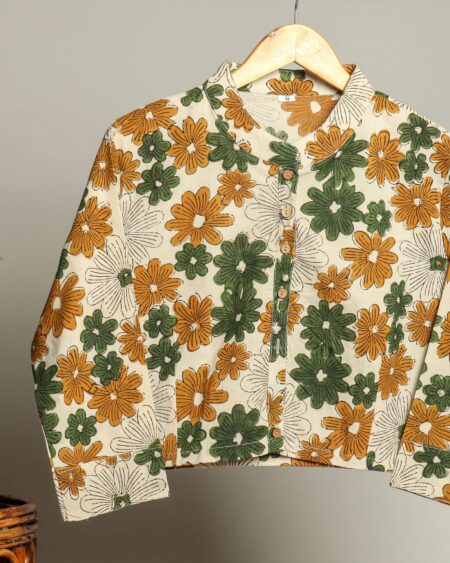 Handmade Block Print Cotton for Women ? Ethnic Floral Printed Top with Long Sleeves