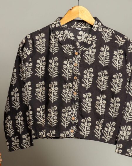 Handmade Block Print Cotton for Women ? Ethnic Floral Printed Top with Long Sleeves