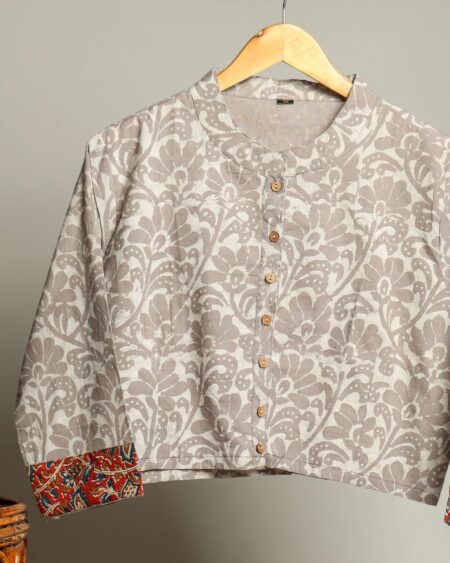 Handmade Block Print Cotton for Women ? Ethnic Floral Printed Top with Long Sleeves