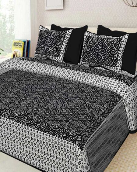 Rajasthani Traditionally Printed Cotton Doublebed Bedsheet With Pack of 2 Pillow Covers