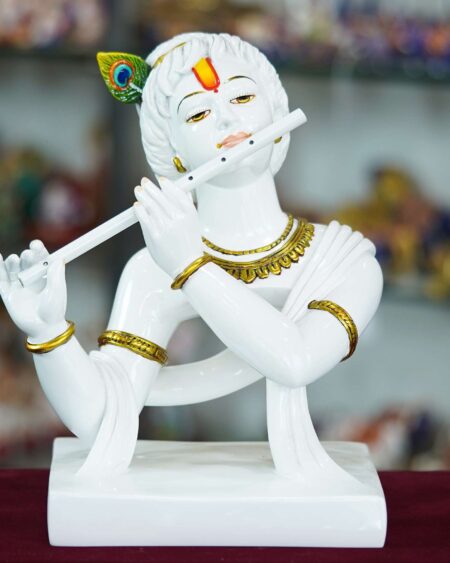 Marble  Handmade Flute Krishna  For Home Décor  Handcrafted Showpiece For Table Décor Temple Décor