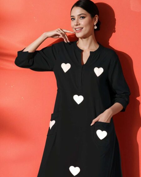 Women's Cotton Embroidered Straight Kurti With Pant Set