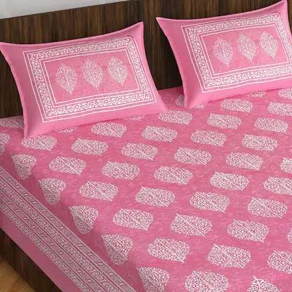Rajasthani Traditionally Printed Cotton Doublebed Bedsheet With Pack of 2 Pillow Covers