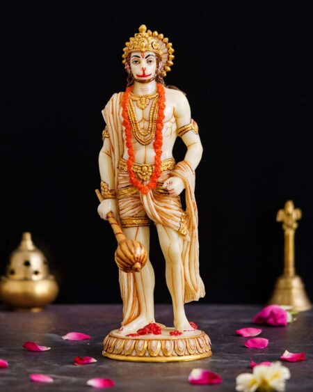 Marble Standing Hanuman Ji murti for Pooja Room Standing Hindu Lord Hanuman Statue for Home Temple Hotel Pooja Bajrangbali Idol Bala ji Murti Best for Gift