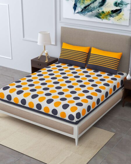 Rajasthani Traditionally Printed Cotton Doublebed Bedsheet With Pack of 2 Pillow Covers