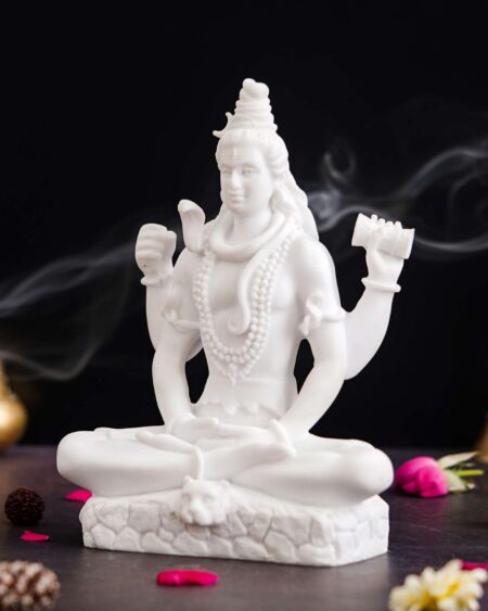 Handicraft Marble dust Lord Shiv ji Statue for Pooja, Car Dashboard I Shiva Idol I Bholenath I Mahakal I Adiyogi Statue I Office Table