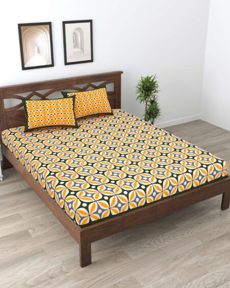Rajasthani Traditionally Printed Cotton Doublebed Bedsheet With Pack of 2 Pillow Covers