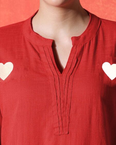 Women's Cotton Embroidered Straight Kurti With Pant Set