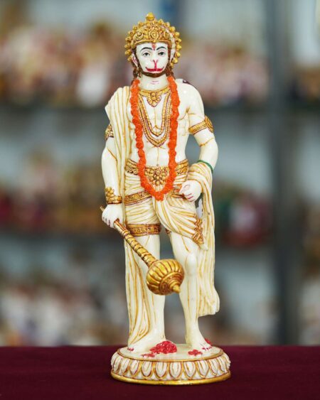 Marble  Handmade Hanuman Ji Idol For Home Décor Decorations For Living Room Handcrafted Showpiece For Décor ( 10 INCHES HEIGHT )