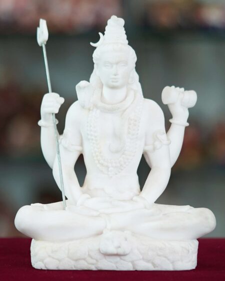 Marble  Handmade Mahadev Shivaji Idol For Home Décor  Handcrafted Showpiece For Table Décor( 8 INCHES HEIGHT)