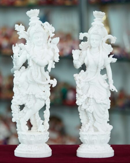 Marble  Handmade Radha Krishna  Ji Idol For Home Décor  Handcrafted Showpiece For Table Décor(14 INCHES HEIGHT)